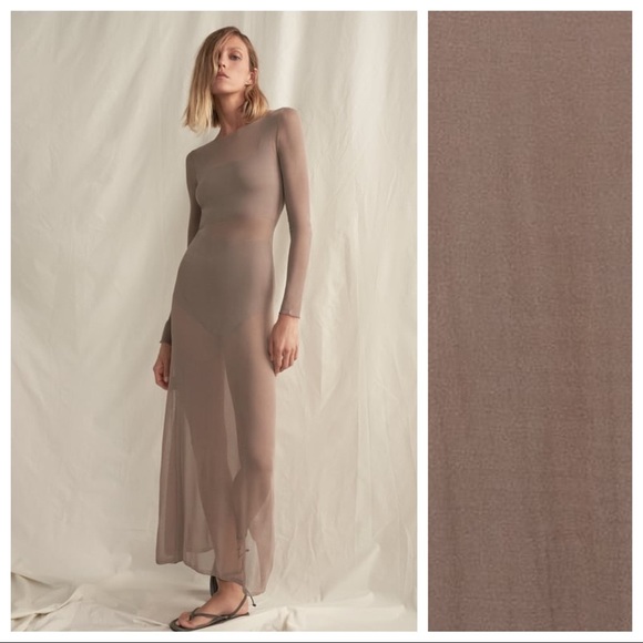 Semi Sheer Knit Casual Maxi Dress 
